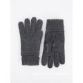 Acrylic knitting womens glove with leather palm